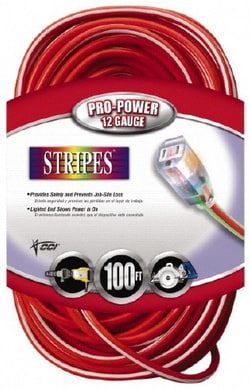 MSC Southwire 2549SW0041 100', 12/3 Gauge/Conductors, Red/White Outdoor Extension Cord 1 Receptacle, 15 Amps, 125 VAC, UL SJTW, NEMA 5-15P, 5-15R