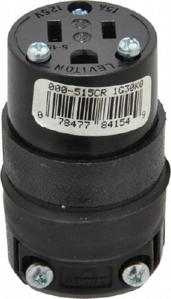 MSC Leviton 515CR 125 VAC, 15 Amp, 5-15R NEMA, Straight, Self Grounding,