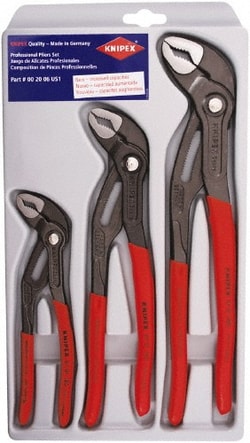 MSC Knipex 00 20 06 US1 3 Piece Pipe Wrench & Water Pump Plier Set Comes
