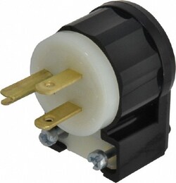 MSC&nbsp;Leviton 5266-CA 125 VAC, 15 Amp, 5-15P NEMA, Angled, Self Grounding, Industrial Grade Plug 2 Pole, 3 Wire, 1 Phase, Nylon, Black, White