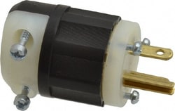 MSC&nbsp;Leviton 5366-C 125 VAC, 20 Amp, 5-20P NEMA, Straight, Self Grounding, Industrial Grade Plug 2 Pole, 3 Wire, 1 Phase, Nylon, Black, White
