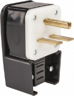 MSC Leviton 9630-P 250 VAC, 30 Amp, 6-30P NEMA, Angled, Self Grounding, Industrial Grade Plug 2 Pole, 3 Wire, 1 Phase, Nylon, Black