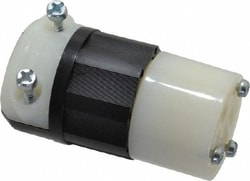 MSC Leviton 5469-C 250 VAC, 20 Amp, 6-20R NEMA, Straight, Self Grounding, Industrial Grade Connector 2 Pole, 3 Wire, 1 Phase, Nylon, Black, White