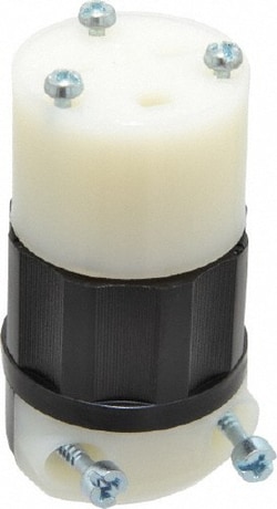 MSC Leviton 5669-C 250 VAC, 15 Amp, 6-15R NEMA, Straight, Self Grounding, Industrial Grade Connector 2 Pole, 3 Wire, 1 Phase, Nylon, Black, White