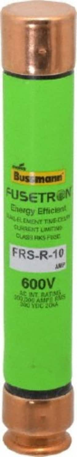 MSC Cooper Bussmann FRS-R-10 300 VDC, 600 VAC, 10 Amp, Time Delay General Purpose Fuse Fuse Holder Mount, 127mm Overall Length, 20 at DC, 200 (RMS) kA Rating, 13/16