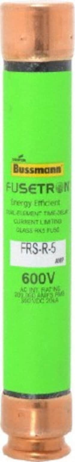 MSC Cooper Bussmann FRS-R-5 300 VDC, 600 VAC, 5 Amp, Time Delay General Purpose Fuse Fuse Holder Mount, 127mm Overall Length, 20 at DC, 200 (RMS) kA Rating, 13/16