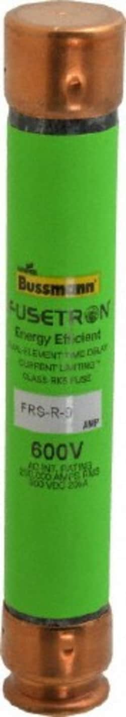 MSC Cooper Bussmann FRS-R-9 300 VDC, 600 VAC, 9 Amp, Time Delay General Purpose Fuse Fuse Holder Mount, 127mm Overall Length, 20 at DC, 200 (RMS) kA Rating, 13/16