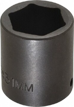 MSC Proto J7431M 1/2" Drive 31mm Standard Impact Socket 6 Points, 2" Overall