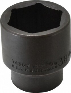MSC Proto J7438M 1/2" Drive 38mm Standard Impact Socket 6 Points, 2-3/8"