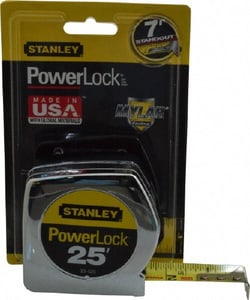 MSC Stanley 33-425 25' x 1" Yellow Blade Tape Measure 1/16" Graduation,
