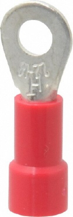 MSC&nbsp;Made in USA R4A-6 22-18 AWG Fully Insulated Crimp Connection Circular Ring Terminal #6 Stud, Copper Contact