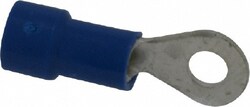 MSC Made in USA R4B-6 16-14 AWG Fully Insulated Crimp Connection Circular Ring Terminal #6 Stud, Copper Contact