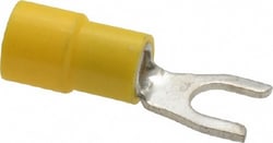 MSC&nbsp;Made in USA S4C-10 #10 Stud, 12 to 10 AWG Compatible, Fully Insulated, Crimp Connection, Standard Fork Terminal
