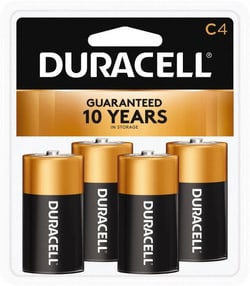 MSC Duracell 00041333138480 4 Qty 1 Pack Size C, Alkaline, 4 Pack, Standard