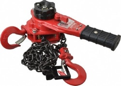 MSC Coffing 09420W 1,500 Lb Capacity, 5' Lift Height, Chain Manual Lever Hoist 1' Overhaul to Lift 1', 11-5/8