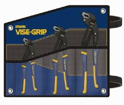 MSC Irwin 2078711 3 Piece GrooveLock Plier Set Comes in Tool Roll, Quantity: