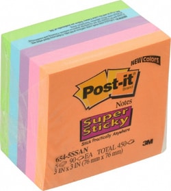 MSC 3M 7100050239 Pack of (5) 90 Sheet, 3 x 3", Note Pad/Writing Pad/Notebooks