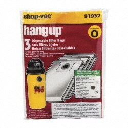 MSC Shop-Vac 9193200 3 Qty 1 Pack 5 Gallon Paper Vacuum Filter Bag For HangUp Vacuums
