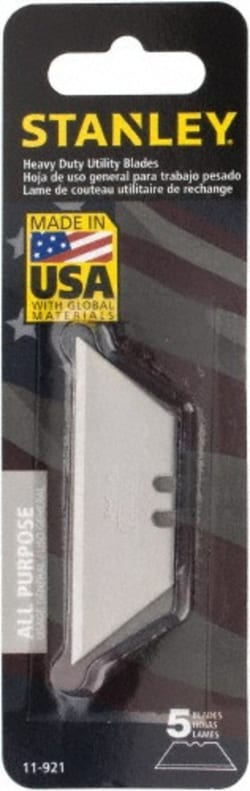 MSC Stanley 11-921 Steel Utility Knife Blade 0.024" Blade Thickness, 2-7/16"