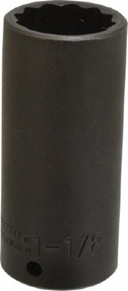MSC Proto J7336 1/2" Drive 1-1/8" Deep Impact Socket 12 Points, 3-1/2"