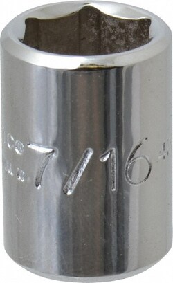 MSC Proto J4714 7/16", 1/4" Drive, Standard Hand Socket 6 Points, 7/8"