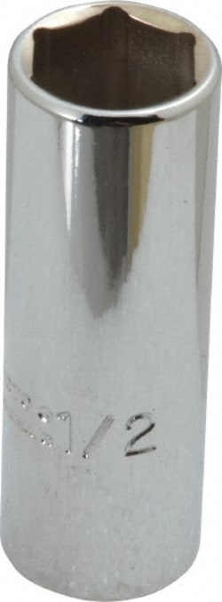 MSC Proto J4716L 1/2", 1/4" Drive, Deep Hand Socket 6 Points, 2" Overall