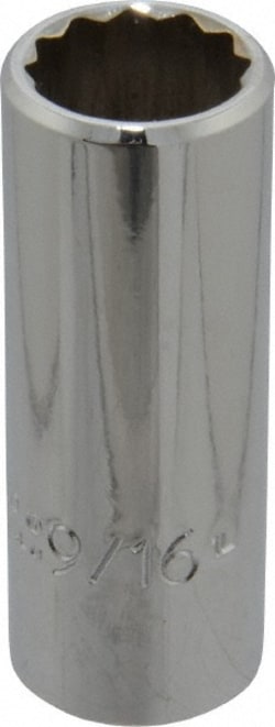 MSC Proto J5018 9/16", 3/8" Drive, Deep Hand Socket 12 Points, 2-1/8" Overall