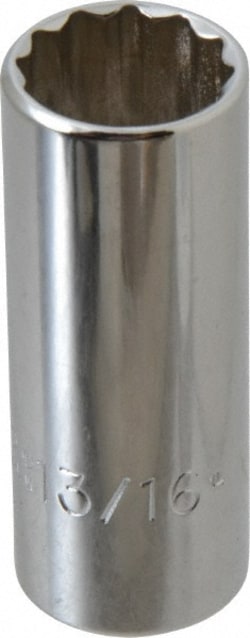 MSC Proto J5026 13/16", 3/8" Drive, Deep Hand Socket 12 Points, 2-3/4"