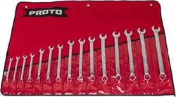 MSC&nbsp;Proto J1200F-MASD 15 Pc, 7 - 21mm, 12-Point Metric Combination Wrench Set Satin Finish