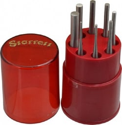MSC Starrett 52586 8 Piece, 1/16 to 5/16", Pin Punch Set Round Shank, Comes