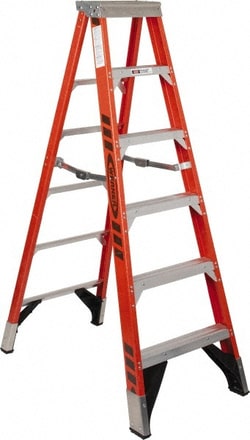 MSC Werner 7406 5 Steps, 6' High, Type IAA Rating, Fiberglass Step Ladder 375 Lb Capacity, 25