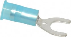 MSC&nbsp;3M 7010304074 #10 Stud, 16 to 14 AWG Compatible, Partially Insulated, Crimp Connection, Standard Fork Terminal Nylon Insulation, Blue
