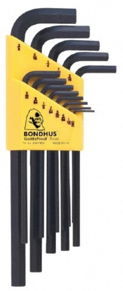 MSC Bondhus 12137 13 Piece L-Key Hex Key Set Hex Range 0.05 to 3/8", Quantity: