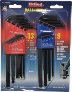 MSC Eklind 13222 22 Piece L-Key Ball End Hex Key Set Hex Range 0.05 to