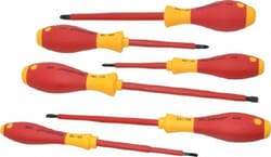 MSC Wiha 32092 6 Piece Phillips & Slotted Screwdriver Set Round Shank, Insulated Handle, Bit Sizes: Philips #1 to #3, Tip Thickness: 9/64, 3/16 & 1/4