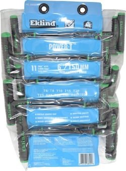 MSC Eklind 68691 11 Piece T6 to T50 Steel T-Handle Torx Key Set 6" Length