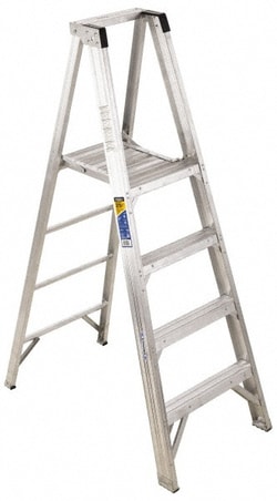 MSC Werner P404 4 Steps, 6' High, Type IAA Rating, Aluminum Platform Ladder 375 Lb Capacity, 24-3/4