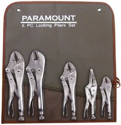 MSC Paramount PAR-5ASI 5 Piece Locking Plier Set Comes in Kit Roll, Quantity: