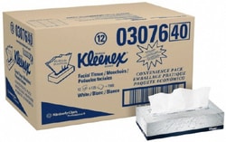 MSC Kleenex 03076 12 Qty 1 Pack Flat Box of White Facial Tissues 2 Ply,
