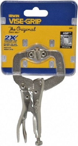 MSC Irwin 165 4" Overall Length C-Clamp Locking Pliers 1-1/4" Jaw Depth,