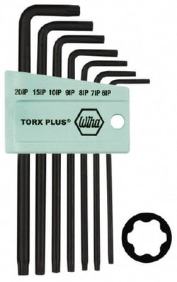 MSC Wiha 36690 7 Piece IP6 to IP20 L-Key Long Arm Torx Plus Key Set IP6,