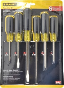 MSC Stanley 66-565 6 Piece Cabinet, Phillips & Slotted Screwdriver Set