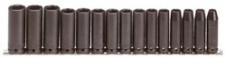 MSC Proto J74214 15 Pc 1/2" Drive Deep Impact Socket Set 10 to 24mm, 6