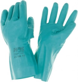 MSC Ansell 37-155-11 Size 11, 15 mil Thick, Nitrile Chemical Resistant Gloves Green