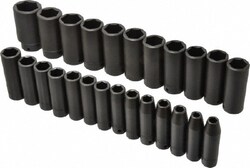 MSC Proto J74216 25 Pc 1/2" Drive Deep Impact Socket Set 8 to 36mm, 6 Points,