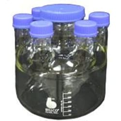 Bellco Glass, Inc. This vessel is suitable for all cell culture applications- insect, plant and bacterial. Reduced height vessels maximize incubator space.    100mm neck for cap assembly and overhead drive    45mm vertical sidearm accept port and Thermowell assemblies or