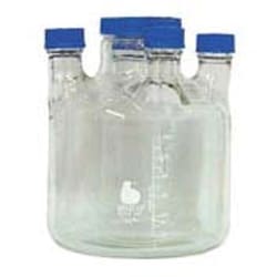 Bellco Glass, Inc. Ideal for all cell culture applications, insect, plant and bacterial. Reduced height vessels maximize incubator space.    100mm neck for cap assembly and overhead drive    45mm vertical sidearm accept port and Thermowell assemblies or probes    Supplie