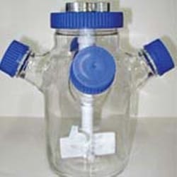 Bellco Glass, Inc. The 4-45 bioreactor vessel is manufactured from type 1 class a Borosilicate glass. This vessel has 4 sidearms around 100mm center neck. The stainless steel capseal has 5 ports for insertion of 12mm probes and 1/4