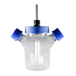 Bellco Glass, Inc. Promotes optimal growth of suspension and micro-carrier culture. Impeller height adjust through compression fitting center cap. The indented bottom prevents accumulation of micro-carrier beads under impeller.    Size: 250ml    Sidearm cap: 32mm ( includ