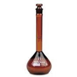 Bellco Glass, Inc.&nbsp;Amber stained volumetric flasks are manufactured per astm e-288 class a serialized glassware specifications. Calibrated to contain (tc), these flasks feature white enamel printing and diamond etched graduation line. For light sensitive materials.    Size
